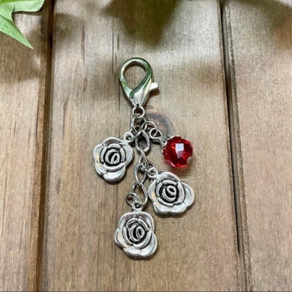 Rose Zipper Pull Charm / Purse Charm